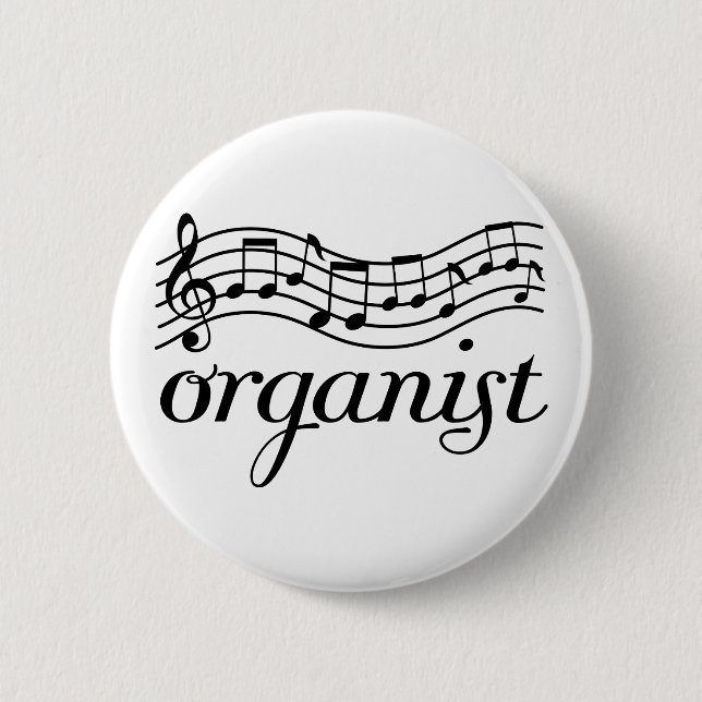 Organist Musical staff 6 Cm Round Badge (Front)