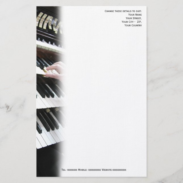 Organist or church musician letterhead (Front)