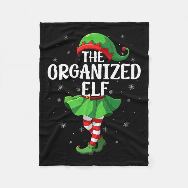 Organized Elf Christmas Girls Women Elf Squad Xmas Fleece Blanket (Front)