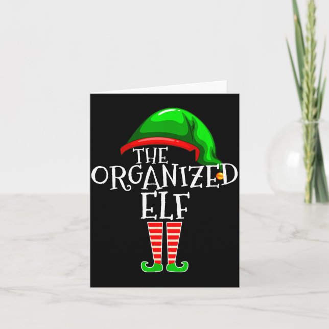 Organized Elf Group Matching Family Christmas  Card (Front)