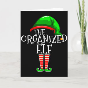 Organized Elf Group Matching Family Christmas  Card