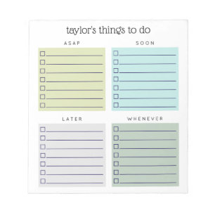 Organized Things to Do Blue Olive Gray Notepad