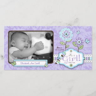 Organza Flowers Photo Card Lav