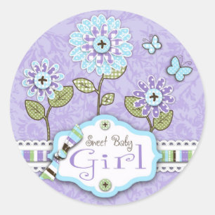Organza Flowers Sticker Lav