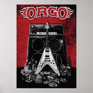 ORGO - Amp, Guitar & Booze Red Poster