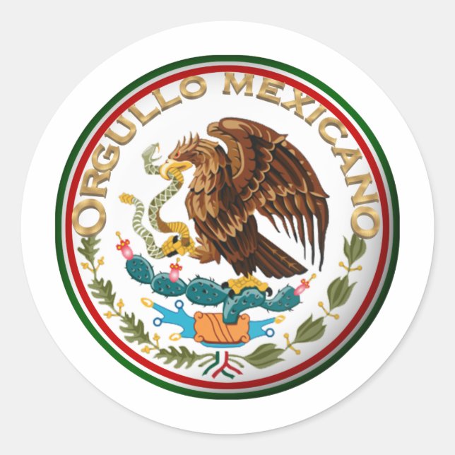 Orgullo Mexicano (Eagle from Mexican Flag) Classic Round Sticker (Front)