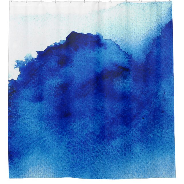 Orient Accent Watercolor Blue Shower Curtain (Front)