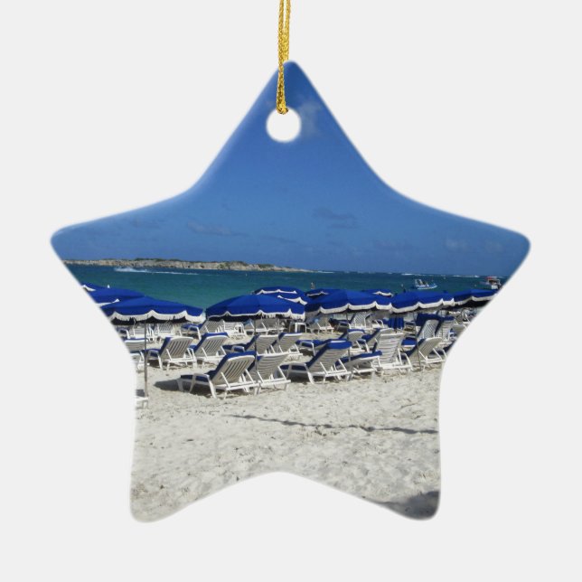 Orient Bay Beach Ceramic Tree Decoration (Front)