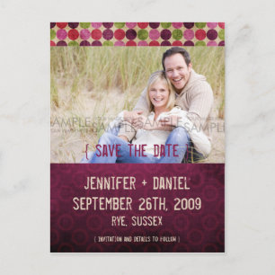 "Orient" Burgundy Retro Save the Date Announcement