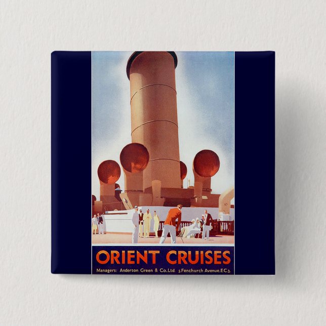 Orient Cruises Big Funnel 15 Cm Square Badge (Front)