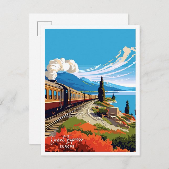 Orient Express Europe Travel Vintage illustration Postcard (Front/Back)