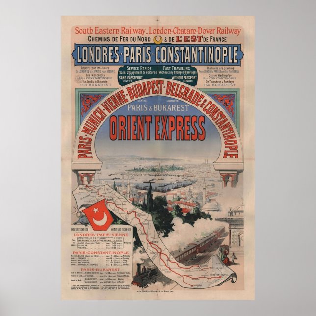 Orient Express  Vintage Train Travel Print (Front)