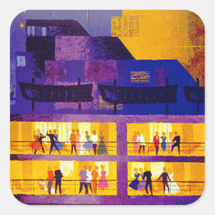 Orient Line ~ Party on Deck Square Sticker
