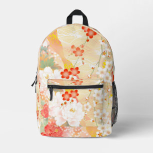 Oriental Accent Japanese Floral Printed Backpack