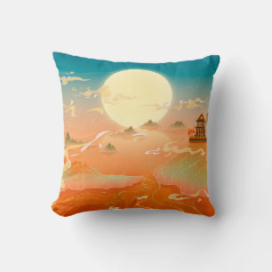 Oriental ancient landscape painting, classical pai cushion