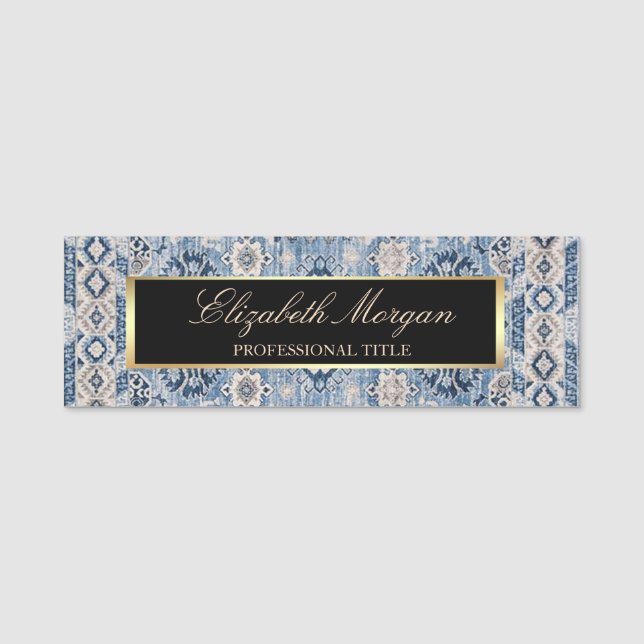 Oriental Antique Blue Kilim Rug    Name Tag (Front)
