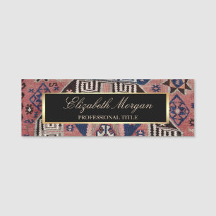 Oriental Antique Blue Kilim Rug Name Tag