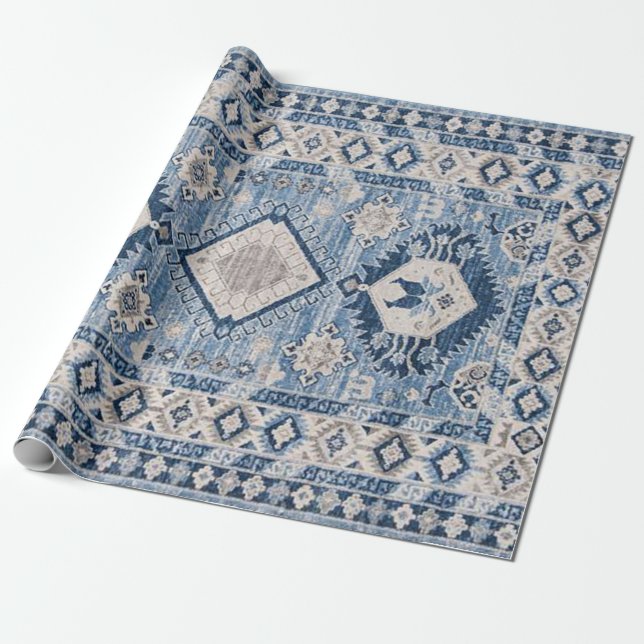 Oriental Antique Blue Kilim Rug    Wrapping Paper (Unrolled)