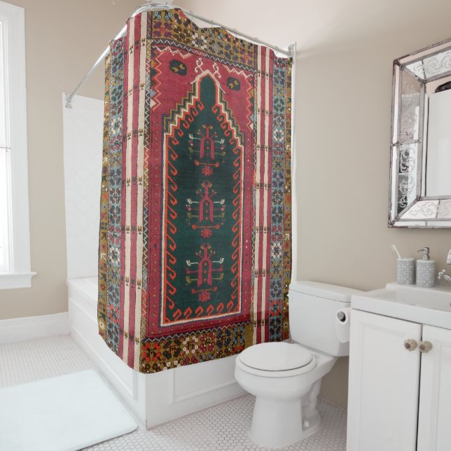 Oriental Antique Kilim Rug  Shower Curtain (In Situ)