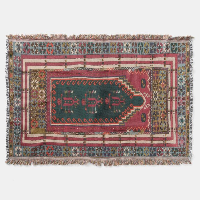 Oriental Antique Kilim Rug  Throw Blanket (Front)