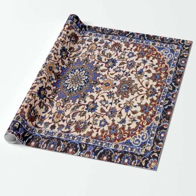 Oriental Antique Persian Turkish Blue Rug Carpet Wrapping Paper (Unrolled)