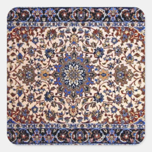 Oriental Antique Persian Turkish Blue Rug Square Sticker