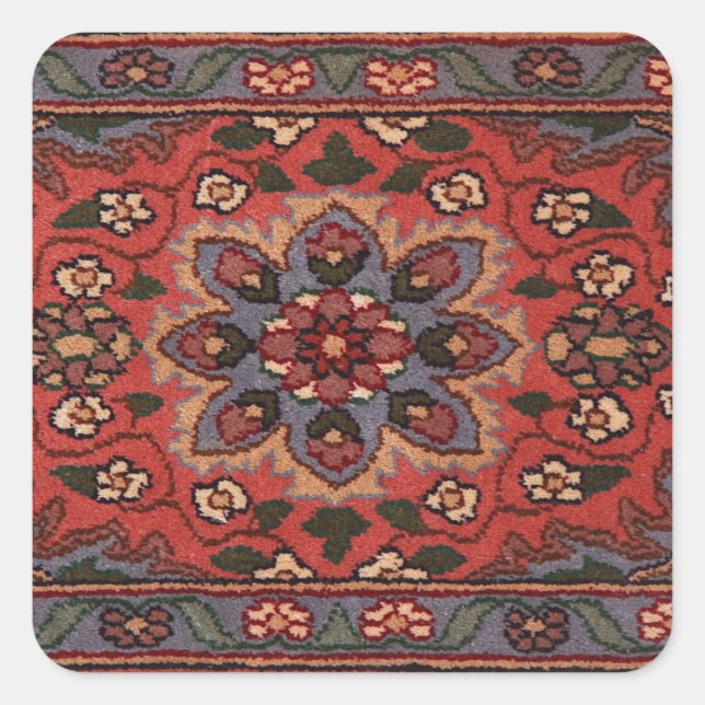 Oriental Antique Persian Turkish Carpet Floral Rug Square Sticker (Front)