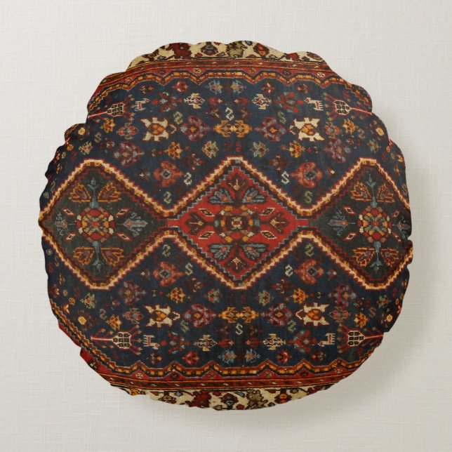Oriental Antique Persian Turkish Carpet Rug Round Cushion (Front)