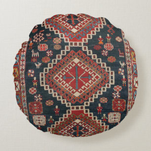 Oriental Antique Persian Turkish Karbistan Carpet Round Cushion