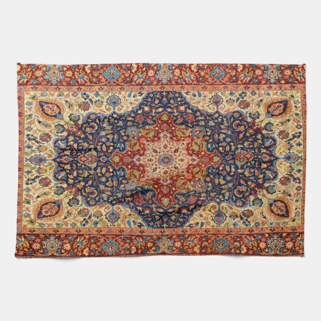 Oriental Antique Turkis Carpet Pattern Tea Towel (Horizontal)