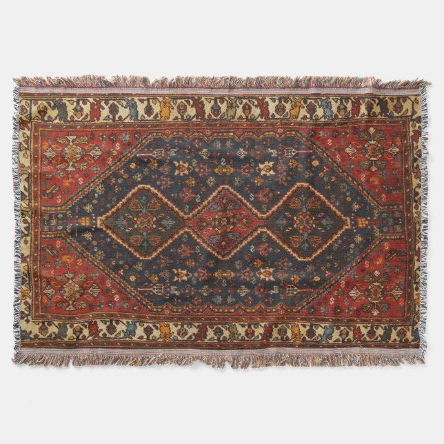 Oriental Antique Turkish Persian Carpet Rug Throw Blanket (Front)