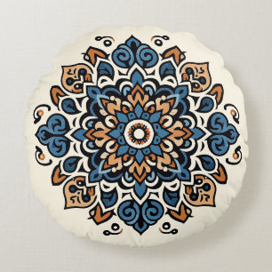 Oriental Arabesque Majestic Motifs Round Cushion