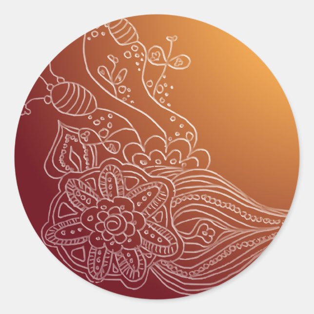 Oriental Arabic henna style sticker label (Front)