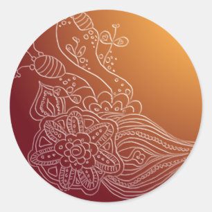 Oriental Arabic henna style sticker label
