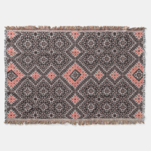 Oriental, Arabic, ornament, brown, red, ethnic Throw Blanket