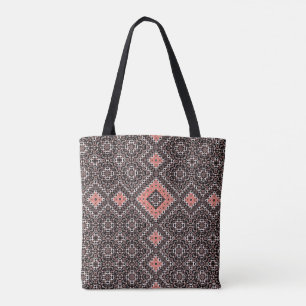 Oriental, Arabic, ornament, brown, red, ethnic, Tote Bag