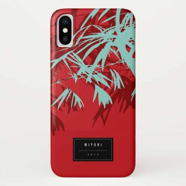 Oriental Asian Chinese Blue Bamboo Leaves Zen Case (Back)