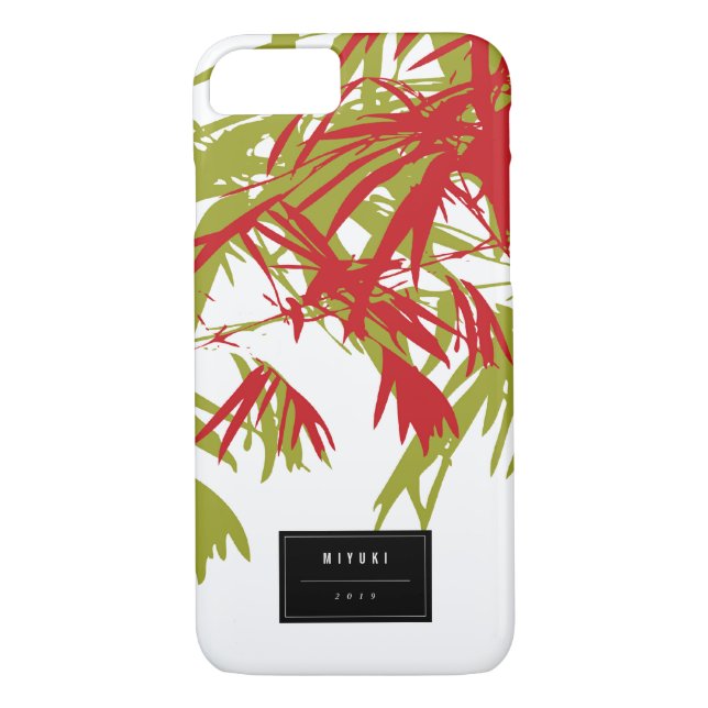 Oriental Asian Chinese Red Bamboo Leaves Zen Case (Back)
