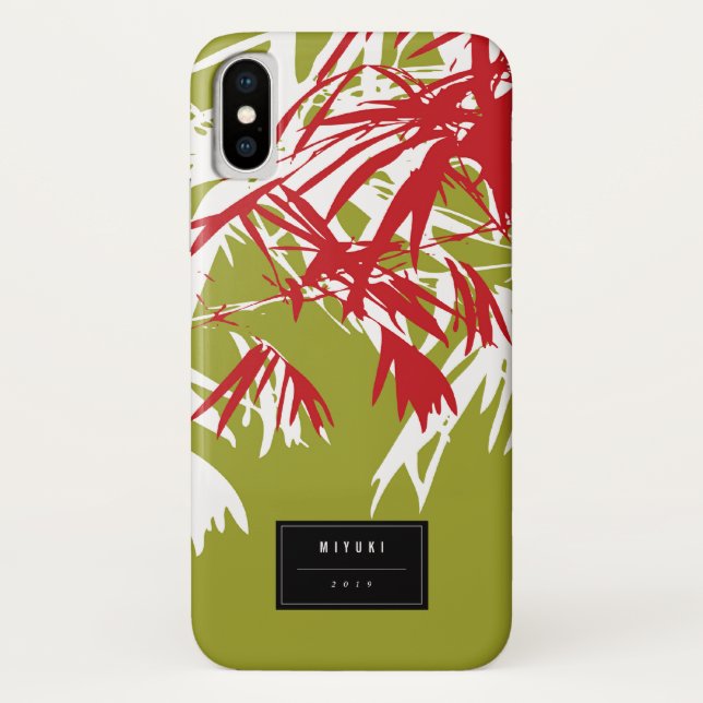 Oriental Asian Chinese Red Bamboo Leaves Zen Case (Back)