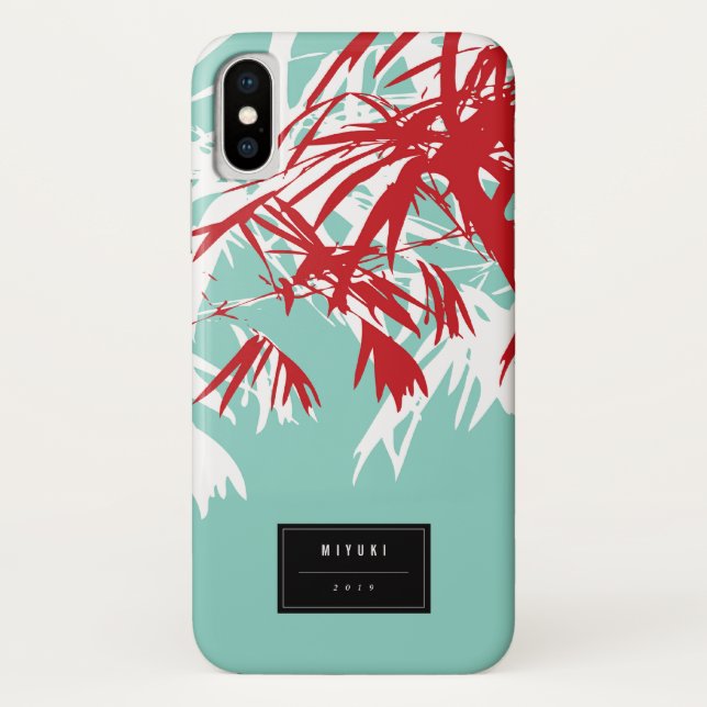 Oriental Asian Chinese Red Bamboo Leaves Zen Case (Back)