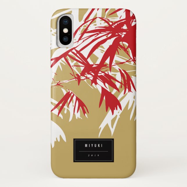 Oriental Asian Chinese Red Bamboo Leaves Zen Case (Back)