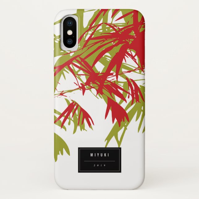 Oriental Asian Chinese Red Bamboo Leaves Zen Case (Back)