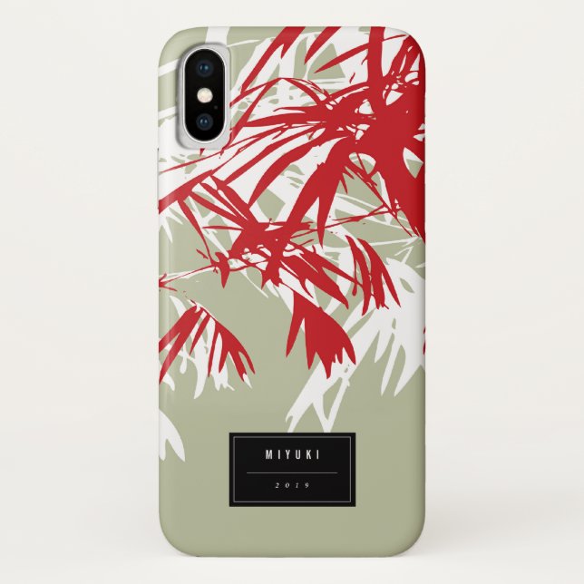 Oriental Asian Chinese Red Bamboo Leaves Zen Case (Back)