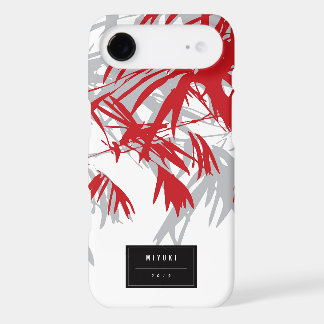 Oriental Asian Chinese Red Grey Bamboo Leaves Zen
