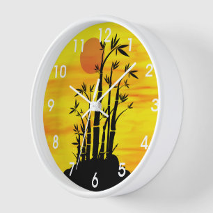 Oriental Bamboo Sunset Clock