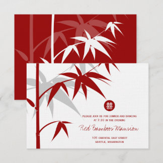 Oriental Bamboo Tree Chinese Wedding Reception Enclosure Card