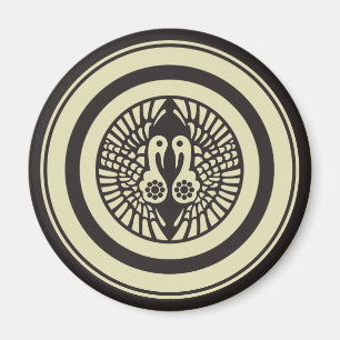 Oriental Beige Grey Ikko Ikki Japan Mon Vector Art Magnet