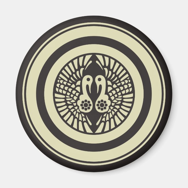 Oriental Beige Grey Ikko Ikki Japan Mon Vector Art Magnet (Front)