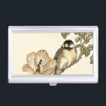 Oriental Bird Perched on Branch Business Card Holder<br><div class="desc">This art print displays sharp,  vivid image of an oriental bird perched on a branch. Below it there is an orange flower with a high degree of colour accuracy. This contemporary fine art print of a traditional Oriental-inspired art will add character to any wall in your house.</div>