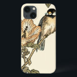 Oriental Bird Perched on Branch iPhone 13 Case<br><div class="desc">This art print displays sharp,  vivid image of an oriental bird perched on a branch. Below it there is an orange flower with a high degree of colour accuracy. This contemporary fine art print of a traditional Oriental-inspired art will add character to any wall in your house.</div>